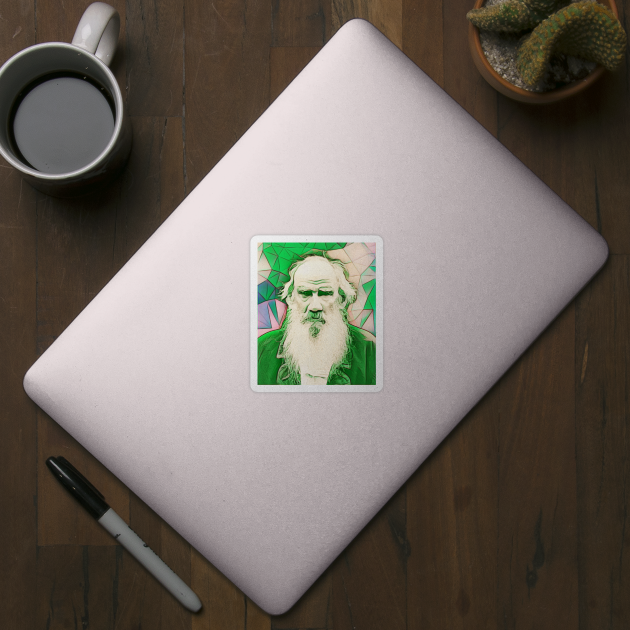 Leo Tolstoy Green Portrait | Leo Tolstoy Artwork 8 by JustLit